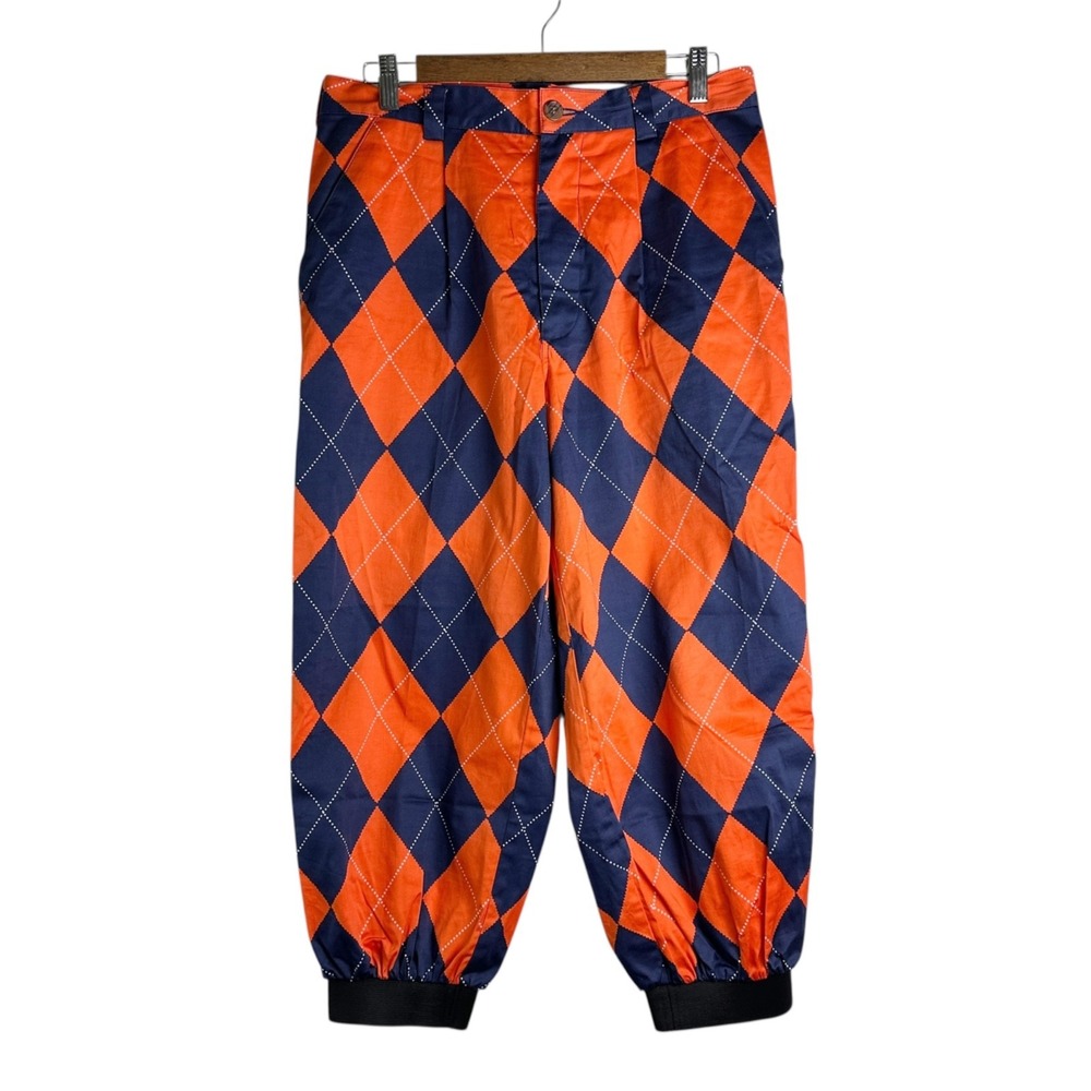 LOUD MOUTH‎ Golf Mens Navy Blue Orange Argyle Golf Golfing Pants KNICKERS 31X24